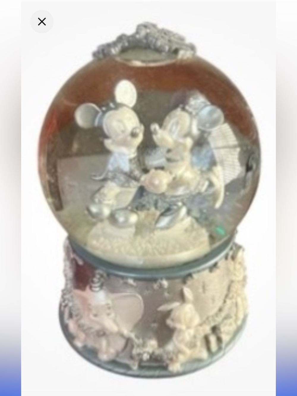 Special Edition Mickey And Minnie Skating Silver Snow Globe Disney Store 2002